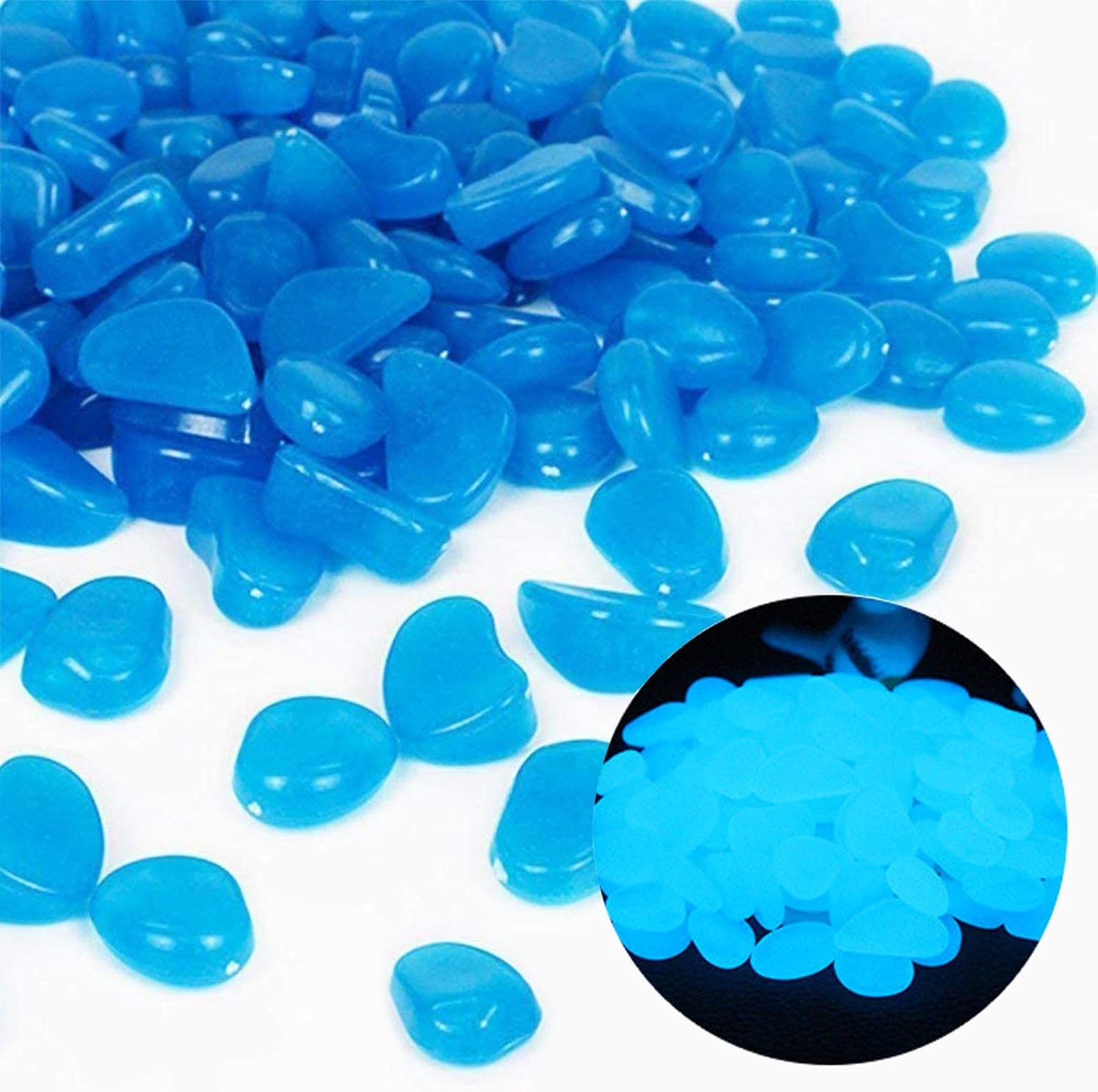 Aquarium Planted Aquarium - Fish Tank Rocks Glow Blue Pebbles