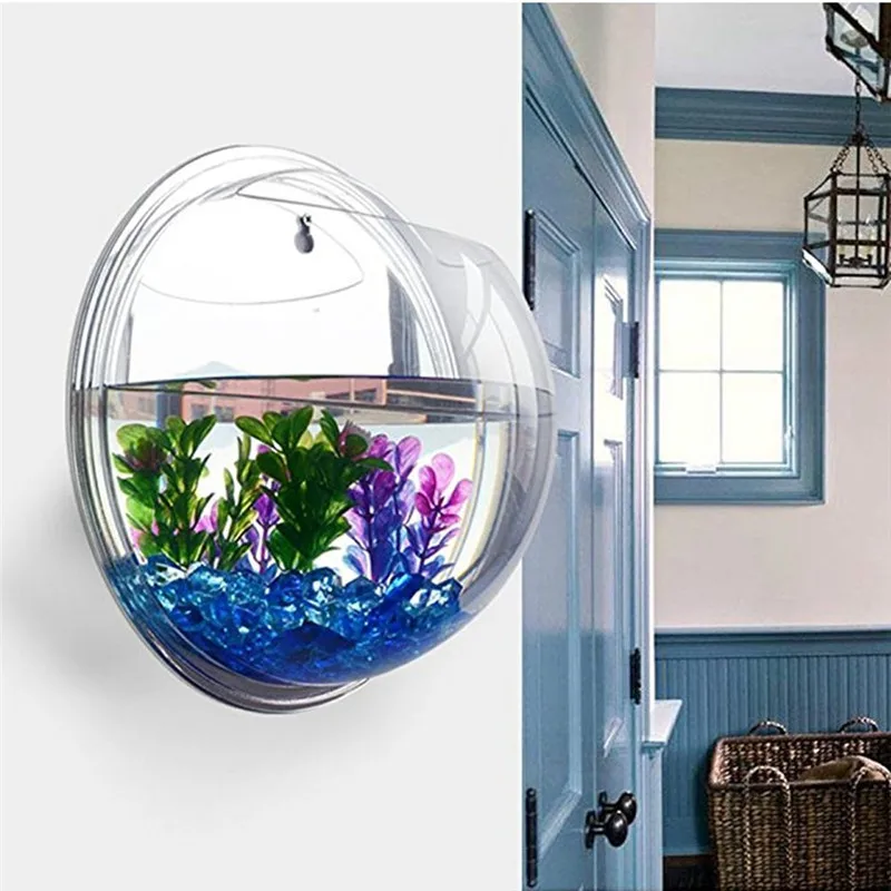 Planted Aquarium Bowl - Transparent acrylic hanging wall aquarium, Plant