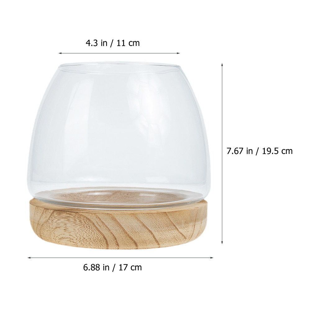 1Set Wooden Base Glass Hydropo - огляд і ціна Planted Aquarium Bowl