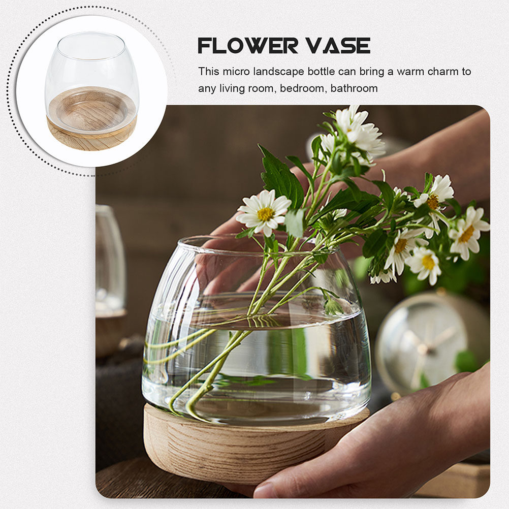 1Set Wooden Base Glass Hydropo - огляд і ціна Planted Aquarium Bowl